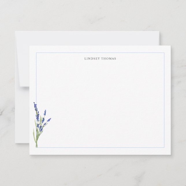 Carte De Correspondance Lavender Floral Border Personalized Stationery (Devant)