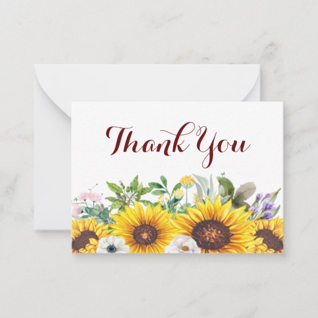 Carte De Correspondance Le Bouquet De Merci De Tournesol (Devant)