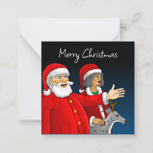Carte De Correspondance Le Père Noël, Mme Claus et Rudolph le renne