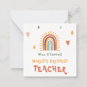 Carte De Correspondance Le plus grand cadeau d'enseignant du monde Boho ar