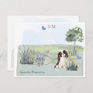 Carte De Correspondance Le roi Charles Spaniel Chien Papillon Monogramme N