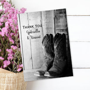 Carte De Correspondance Le rustique Cowboy Botte le Merci Mariage occident