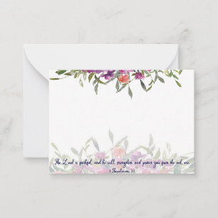 Carte De Correspondance Le Seigneur est fidèle aquarelle florale chrétienn