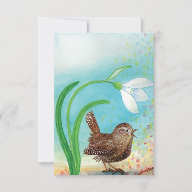 Carte De Correspondance Le Troglodyte chante à l'aube au printemps (Devant)