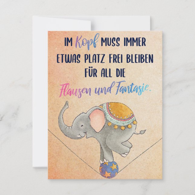 Carte De Correspondance L'éléphant se balade sur le ballon (Devant)