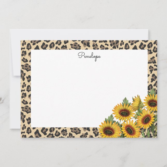 Carte De Correspondance Léopard et tournesol (Devant)