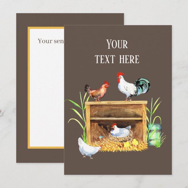 Carte De Correspondance les amateurs de poulets mignons ajoutent du sentim (Devant / Derrière)