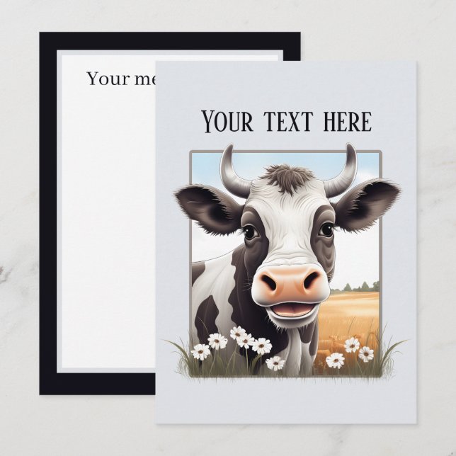 Carte De Correspondance Les amateurs de vaches mignonnes ajoutent un messa (Devant / Derrière)