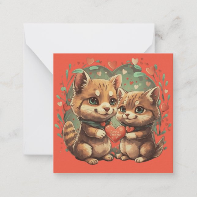 Carte De Correspondance Les animaux de la Saint-Valentin amoureux (Devant)