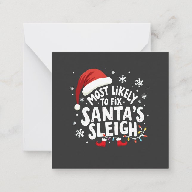 Carte De Correspondance Les plus susceptibles de réparer Père Noël Sleigh  (Devant)