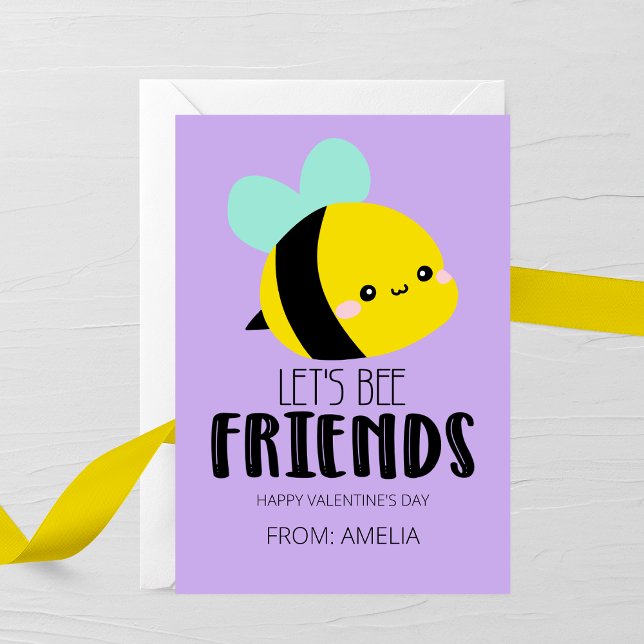 Carte De Correspondance Let’s Bee Friends Kids Valentine Card (Créateur téléchargé)