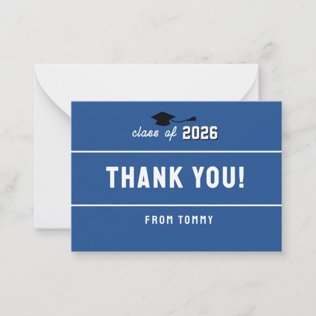 Carte De Correspondance Letterman Graduation Blue (Devant)