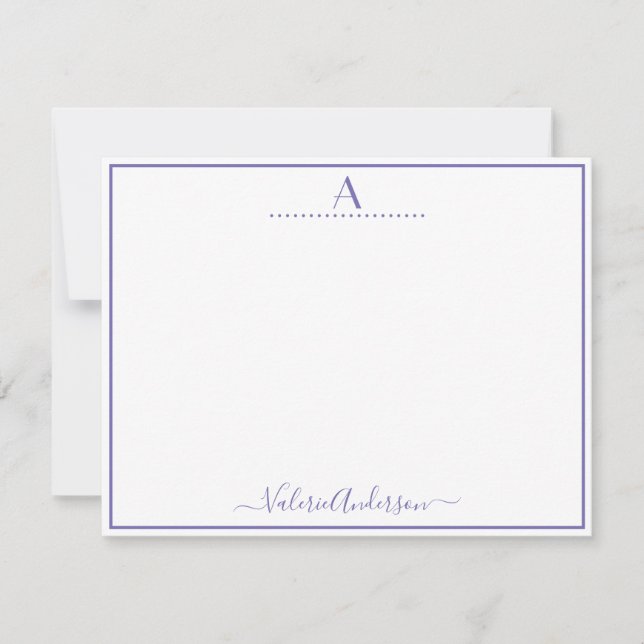 Carte De Correspondance Lettre monogramme minimale Bordure unique (Devant)