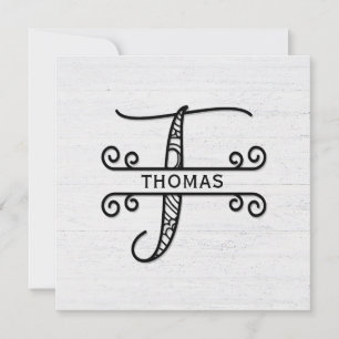Carte De Correspondance Lettre monogramme T avec nom de famille