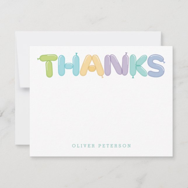 Carte De Correspondance Lettres Ballons Notes de Remerciement (Devant)