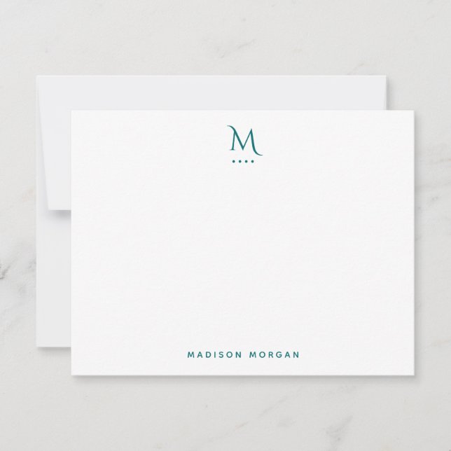 Carte De Correspondance Lettres initiales modernes presse Turquoise simple (Devant)