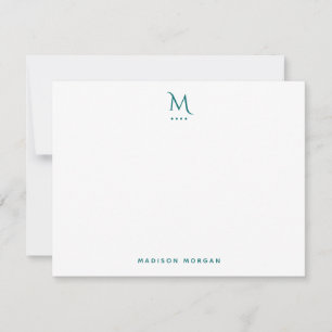 Carte De Correspondance Lettres initiales modernes presse Turquoise simple
