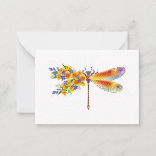 Carte De Correspondance libellule de fleurs jaunes