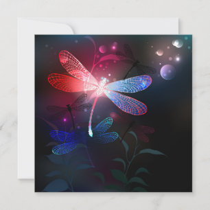 Carte De Correspondance libellule rouge brillante