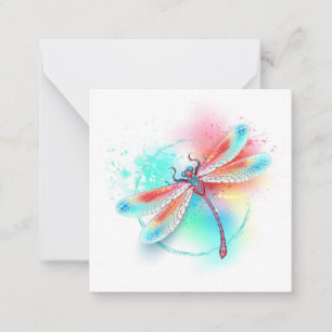 Carte De Correspondance Libellule rouge sur fond aquarelle
