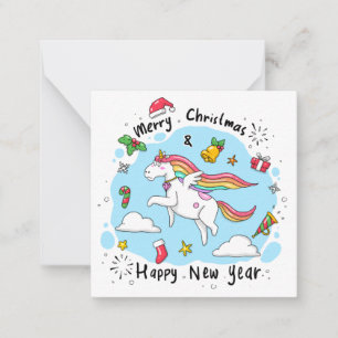 Carte De Correspondance Licorne Joyeux Noël/Bonne Année