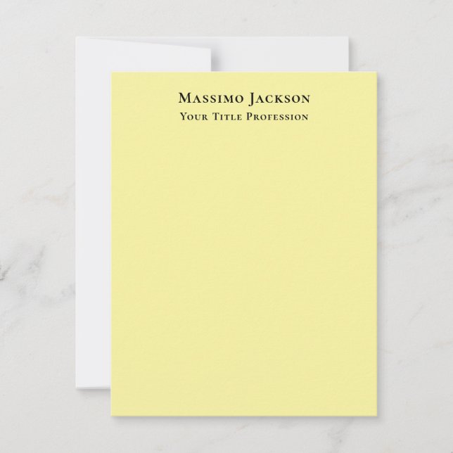 Carte De Correspondance Light Yellow Plain Elegant Professional Modern (Devant)