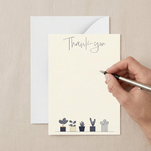Carte De Correspondance Ligne de la maison en pots plante moderne merci