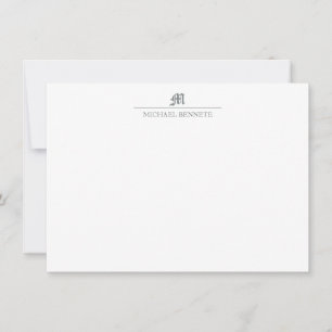 Carte De Correspondance Ligne gothique classique simple Monogramme Gris mé