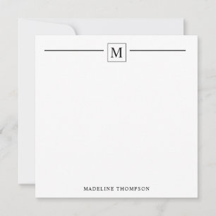 Carte De Correspondance Ligne minimaliste de base de monogramme noir moder