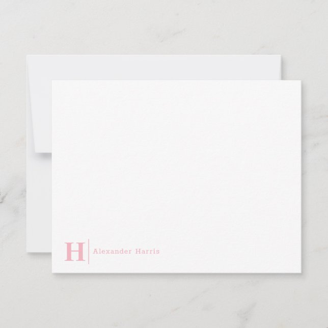Carte De Correspondance Ligne Monogramme Entreprise Feminine Blush Pink (Devant)