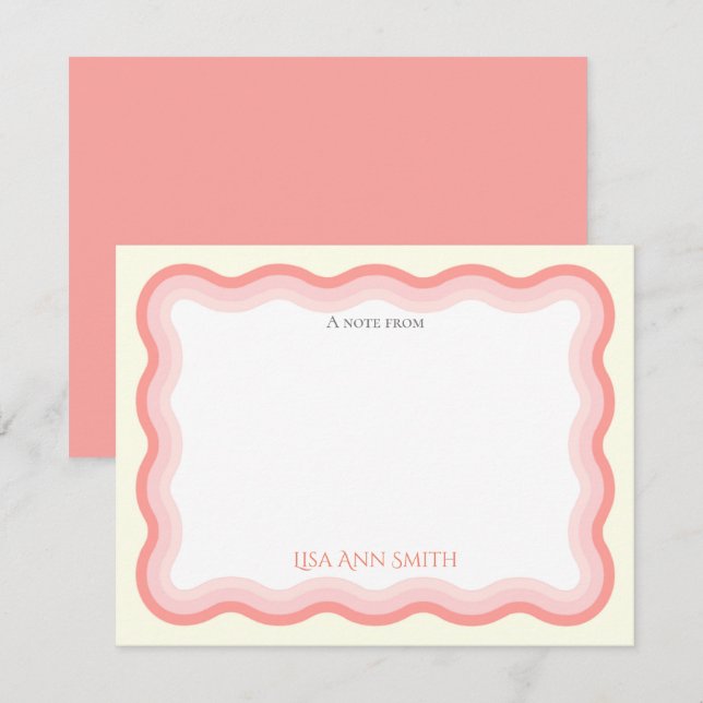 Carte De Correspondance Lignes roses ondulées Filles Appartement personnal (Devant / Derrière)