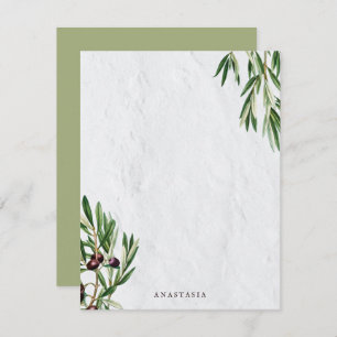 Carte De Correspondance L'île méditerranéenne grecque Feuille d'olive