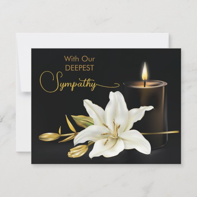 Carte De Correspondance Lily Bougie Black Gold Sympathie (Devant)