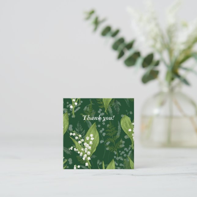 Carte De Correspondance Lily of Valley avec fougères || Intérieur vert fon (Debout devant)