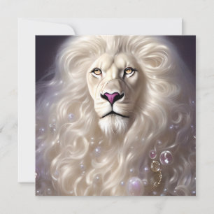 Carte De Correspondance Lion blanc magique pleine face