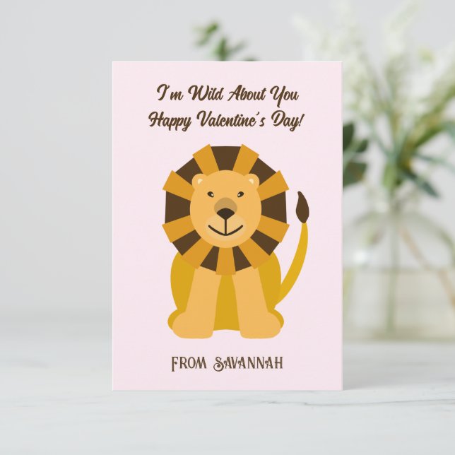 Carte De Correspondance Lion Fou De Toi La Saint-Valentin Enfants (Debout devant)