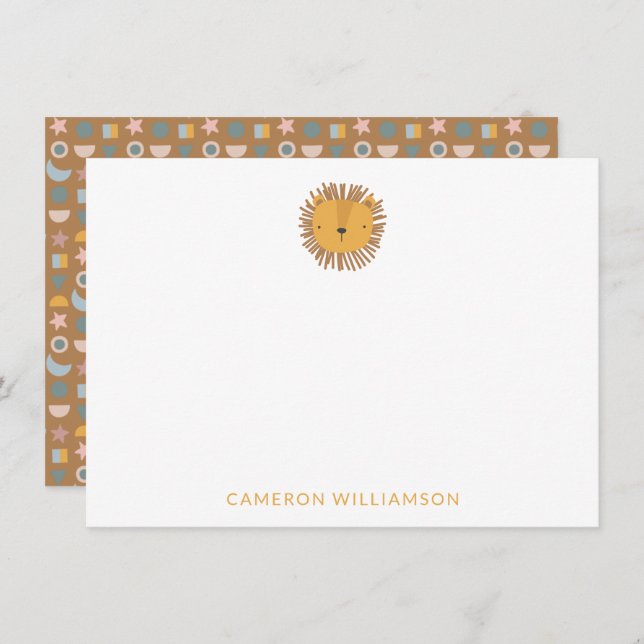 Carte De Correspondance Lion mignon Personnalisé bébé et enfants Animal Me (Devant / Derrière)