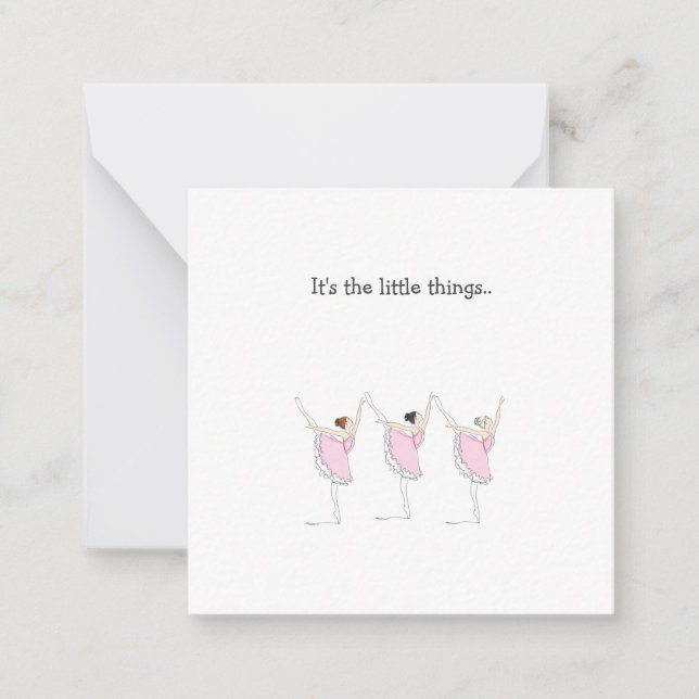Carte De Correspondance Little Ballet Dancers Mini Thank You Note Card (Devant)