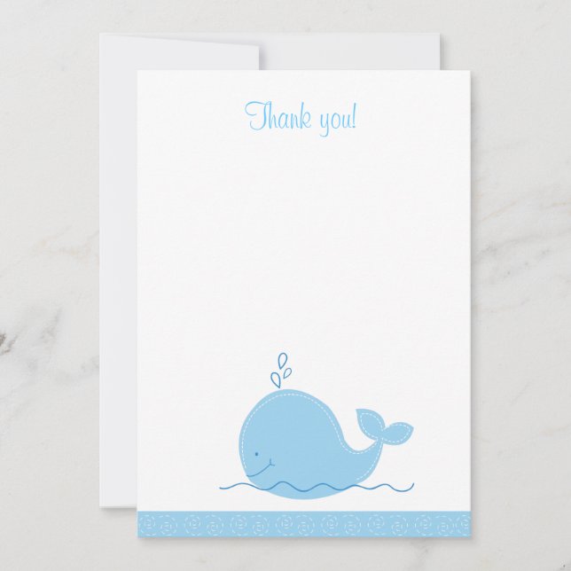 Carte De Correspondance Little Blue Whale Flat Merci note (Devant)