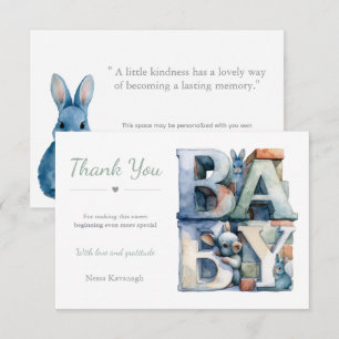 Carte De Correspondance Little Bunny Blocks Merci