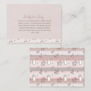 Carte De Correspondance Livres à rayures rose poussiéreux pour Baby Shower