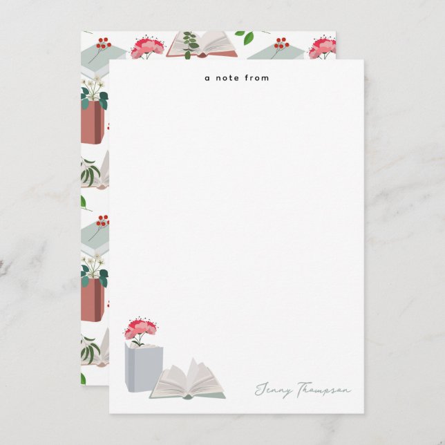 Carte De Correspondance Livres Botaniques & Lecture de bibliothèque Nom pe (Devant / Derrière)