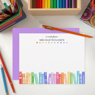 Carte De Correspondance Livres de couleur arc-en-ciel personnalisés pour e