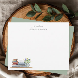 Carte De Correspondance Livres floraux vintage et machine à écrire personn