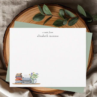 Carte De Correspondance Livres floraux vintage et machine à écrire personn