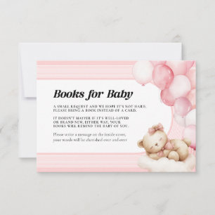 Carte De Correspondance Livres pour Baby Pink Baby shower Card