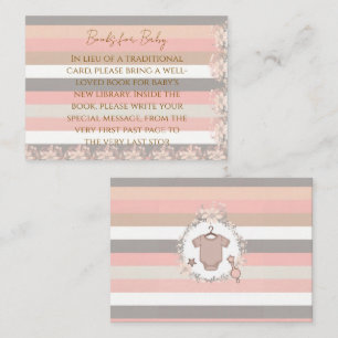 Carte De Correspondance Livres pour bébé rayures grises roses