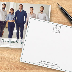 Carte De Correspondance Logo de l'entreprise Nom de l'équipe Photo Merci