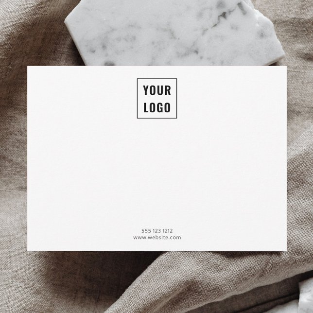 Carte De Correspondance Logo d'entreprise Élégant minimaliste blanc (Créateur téléchargé)
