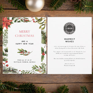 Carte De Correspondance Logo d'entreprise Joyeux Noël Vœux Botaniques